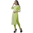 thumbnail image 4 of Moomaya V Neck Straight Tunic For Women Roll Up Sleeve Printed Cotton Kurta, 4 of 6