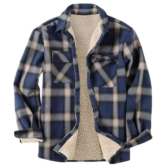 yievot Men's Casual Sherpa Fleece Lined Plaid Flannel Shirts Jackets Thermal Button Up Winter Work Coat Outwear