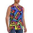 thumbnail image 2 of Honeii Vintage Audio Cassettes Print Men's Sleeveless Muscle Shirts, Breathable & Quick-Dry Gym Shirt, Athletic Tank Top for Running, Fitness, and Outdoor Activities-3X-Large, 2 of 7