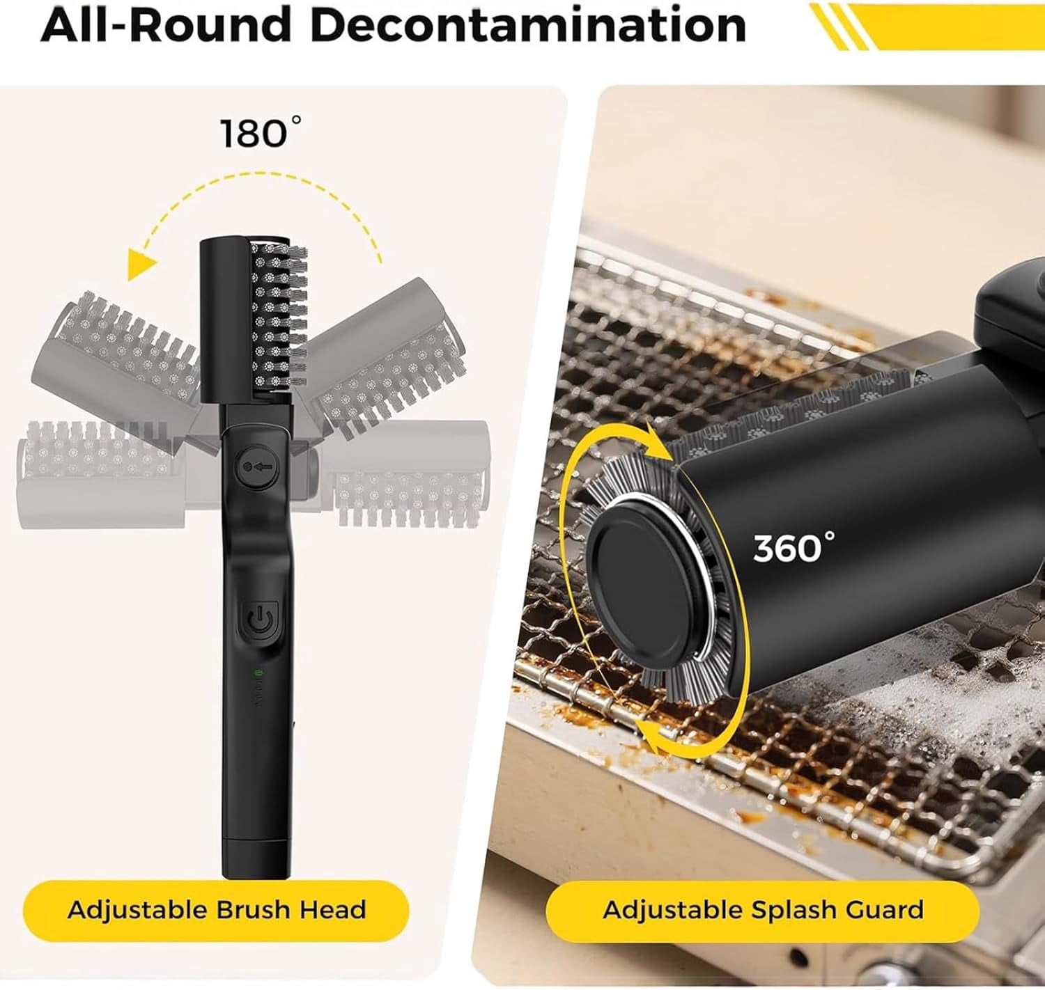 Electric Grill Cleaner for Outdoor Grill, Power Grill Brush Motorized Grill Brush with 7-Angle Adjustable Head, 3-Speed Control, Rechargeable, 304 Stainless Steel, Heat-Resistant