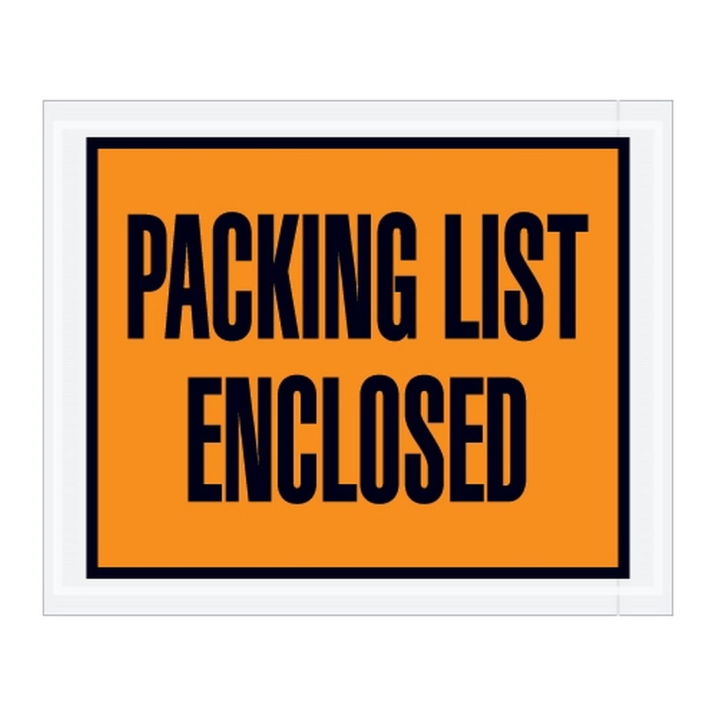 BOXPQ12-4-1/2" x 5-1/2" Packing List Enclosed Envelopes Orange 1000/case 