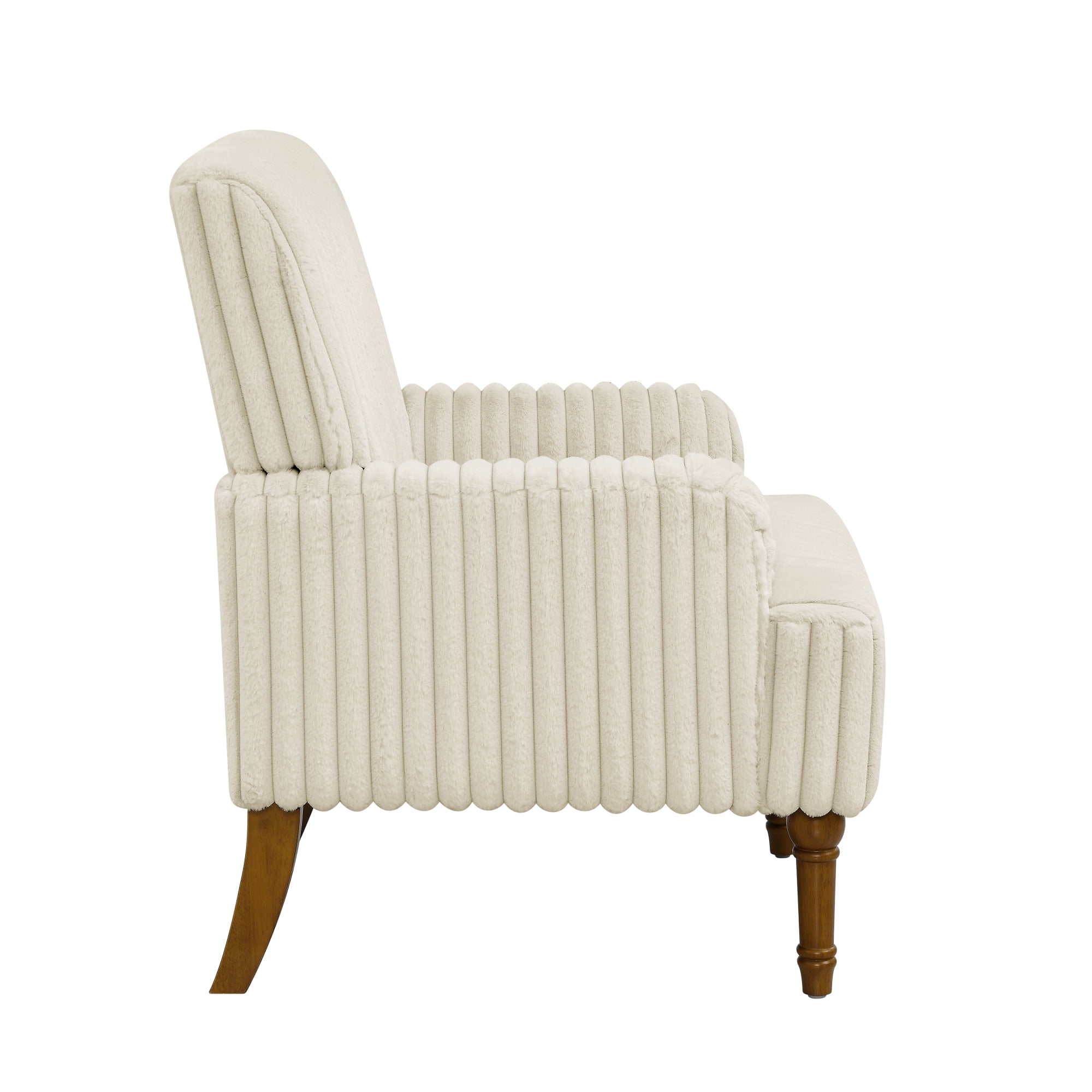Leumius Modern Accent Chair with 9" Solid Wood Legs, Comfortable Upholstered Corduroy Armchair for Living Room Bedroom, Office Beige