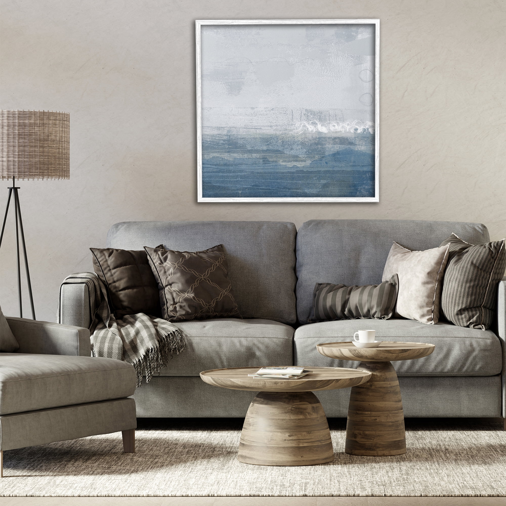Stupell Industries Ocean Tide Abstract White Framed Giclee Art, design by Dan Meneely