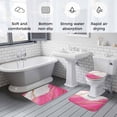 thumbnail image 5 of Pink Marble Bath Mat 3 Piece Bathroom Rug Set, Nature Marble Crack Yellow Lines Art Non Slip Bath Rug Contour Mat and Toilet Lid Cover, Absorbent Shower Mats Soft Bath Rugs and Mats Sets, 5 of 8