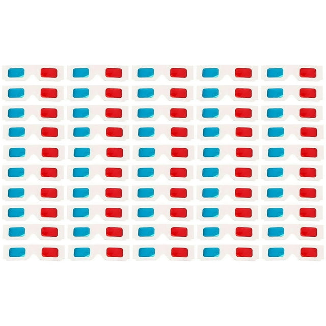 100Pcs 3D Cardboard Glasses Universal Anaglyph Glasses Eyewear for Movie Video