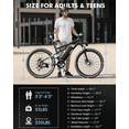 thumbnail image 3 of Qlife Racer 27.5 Inch Electric Bicycle for Adults, Full Suspension 21-Speed Mountain Ebike with More Than 1200W 28MPH Brushless Motor,(Black) with Phonebag, 3 of 7