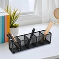 thumbnail image 1 of 5 Compartment Metal Mesh Desk organizer - Multi-Purpose Pen Storage Caddy, Office Supplies Holder, Slim Stationary organizer, Black, JKODE, 1 of 6