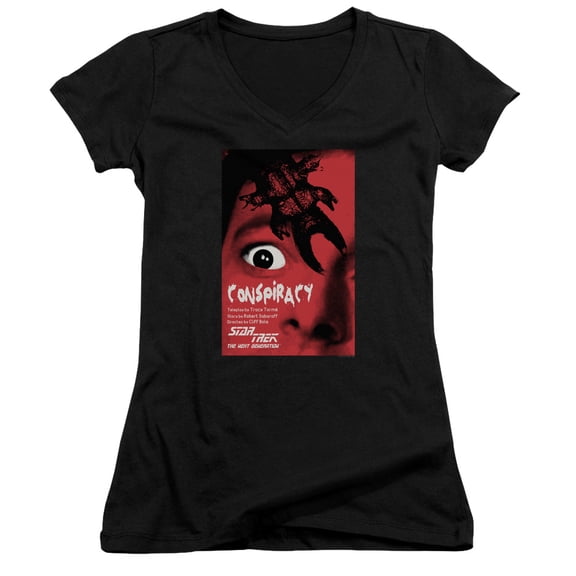 Star Trek Tng Season 1 Episode 25 Junior Women's V-Neck T-Shirt Black