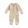 thumbnail image 2 of xiaxaixu Bébés Casual Romper, Col Rond de Couleur Unie Combinaison à Manches Longues, 2 of 9