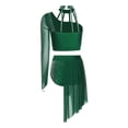 thumbnail image 4 of Runhomal Haut Court Deux Pièces pour Femme avec Strass Lyriques et Short Tenue de Danse Moderne Vert Foncé TTG, 4 of 5