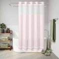 thumbnail image 6 of No Hook Shower Curtain, Farmhouse Pink White Striped Shower Curtains for Bathroom with See Through Top Window, Modern Stripes Waterproof & Washable Bath Curtain Narrow 54"x78", 6 of 9