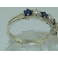 thumbnail image 4 of LBG British Made 10k White Gold Cultured Pearl & Sapphire Womens Eternity Ring - Size 9 - 33 size options, 4 of 7