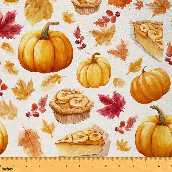 Castle Fairy Teenagers Botanical Pumpkin Fabric by the Yard 1 Yard,Autumn Harvest Home Decor Fabric by the Yard,Maple Leaves Room Decor Fabric by the Yard,Sluxury Bedroom Decor