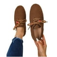 thumbnail image 4 of Xfvqtps Womens Bohemian Lace up Flats Soft Suede Beaded Detail Casual Shoes Comfortable Flat Sole Brown, 4 of 9