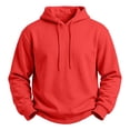 thumbnail image 2 of NEBWOAK Men's Hoodie Sweatshirt, Solid Color Pullover Top with Long Sleeve,Warm Casual Wear,Red,Size XL, 2 of 8