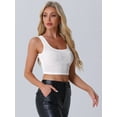 thumbnail image 4 of Unique Bargains Mesh Top for Women's Sleeveless Scoop Neck Crop Tops XS White, 4 of 6