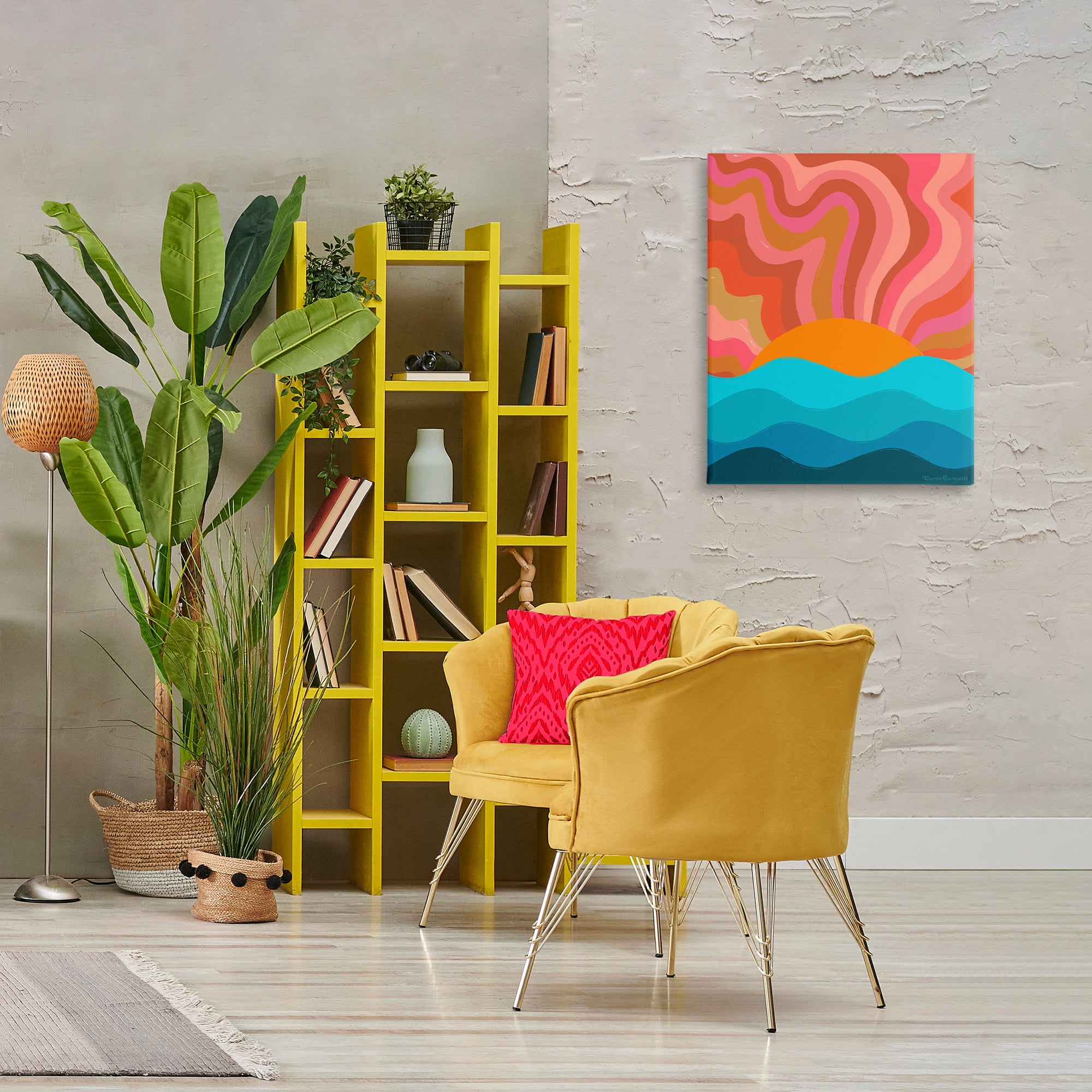 Stupell Industries Liquid Sunshine Funky Landscape Landscape Painting Gallery Wrapped Canvas Art Print Wall Art, 24 x 30