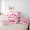 thumbnail image 6 of Feelyou Teens Princess Bowknot Twin Bedding Sets 7-Piece, Girly Pink Love Heart Bedding Comforter Set, Cherry Blossoms Floral Reversible Sheet Sets, Breathable Home Decor, 6 of 8