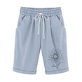 thumbnail image 1 of Pantalones Cortos de Verano para las Mujeres de Cintura Alta Estampado Elástico Cordón de Cintura, Casual Bolsillos Pantalones de Pijama, 1 of 4
