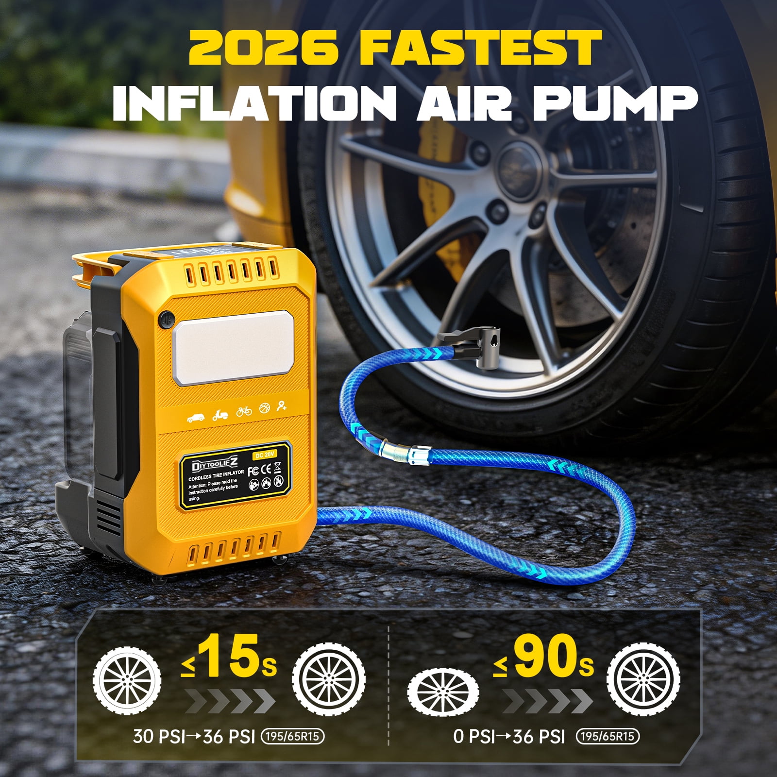 Tire Inflator Portable Air Compressor Compatible with Dewalt 20V Battery, Cordless Bike Pump 160 PSI Car Tires Air Pump with LED Lights & Digital LED Display for Auto, Motorcycles, Balls (Tool Only)