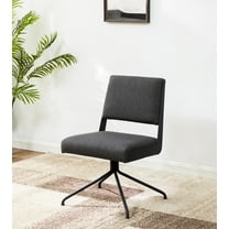 SAFAVIEH Couture Emmeline Leather Mid Back Swivel Office Chair, Slate Grey/Black