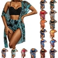 thumbnail image 5 of DHFJKG Womens Swimsuits 3 Piece Hawaii Printed Bikini Set Swimwear Coverup High Waisted Tummy Control Bathing Suit Trendy Beachwear, 5 of 5