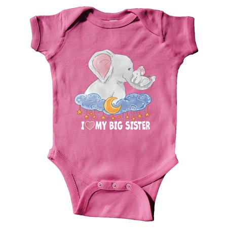 

Inktastic I Love My Big Sister Cute Elephants with Moon and Stars Gift Baby Boy or Baby Girl Bodysuit