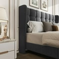 thumbnail image 4 of Sha Cerlin Grey Queen Size Platform Bed Frame with Tufted Headboard & Wingback, Adult, 4 of 7