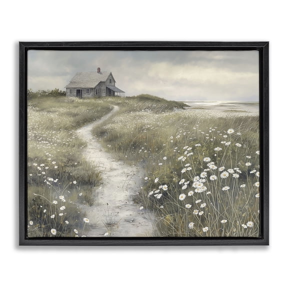 Stupell Industries Rustic Lodge Path To Coastal Cottage Black Floating Frame Canvas Art, 21 x 17, by Imagine It Images
