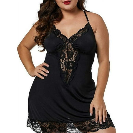 LilyLLL Womens Plus Size Lace Lingerie Sleepwear Babydoll Chemise Nightdress Gown Underwear