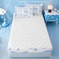 thumbnail image 4 of meiyoeat Blue Lovely Bow Zipper Twin Comforter Sets with Fitted Sheet and 2 Pillowcases For Girls,Dreamy Princess Bowknot Zipper Bedding Set For Kids,Reversible,4 Pieces, 4 of 7
