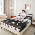 thumbnail image 3 of Manfei Pretty Stars Queen Sheets,Black Bear Queen Sheet Sets,White,4-Piece,1 Flat Sheet, 1 Fitted Sheet and 2 Pillowcases, 3 of 6