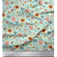 thumbnail image 1 of Soimoi Poly Georgette Fabric Leaves,Bird & Anemone Floral Print Sewing Fabric Yard 42 Inch Wide, 1 of 1