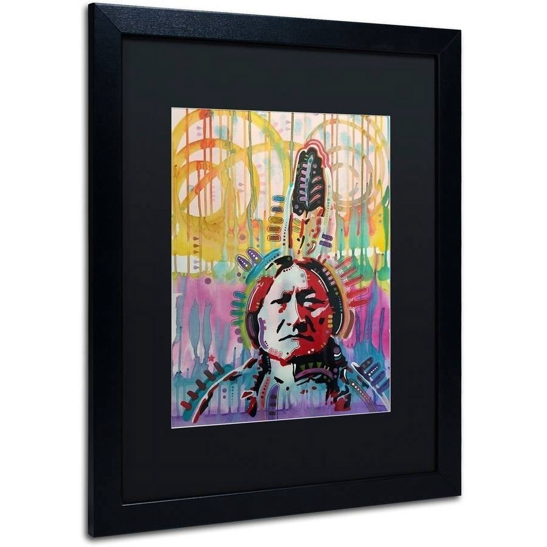 Trademark Fine Art "Sitting Bull 2" Canvas Art by Dean Russo, Black Matte, Black Frame