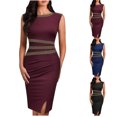 thumbnail image 1 of Sentmoon Plus Size Mini Dress Delightful Sleeveless Crew Neck Spring Dresses for Women 2026 Color Block Patchwork Regular Fit Summer Dresses for Women for Work and Weekend L, 1 of 3