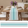 thumbnail image 2 of Table Runner Turquoise Striped Table Runners Grey Lines Stripes Cotton Linen Dresser Scarf Kitchen Dining Table Decor for Home Dinner Party Decor 13x72 Inch, 2 of 9