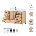 thumbnail image 3 of ARIEL 54'' Bathroom Vanity with Sink, American White Oak Solid Wood, 1.5 inch Edge Carrara White Quartz Countertop & Backsplash, 2 Soft Closing Doors, 9 Full Extension Dovetail Drawers, Matte Black, 3 of 8