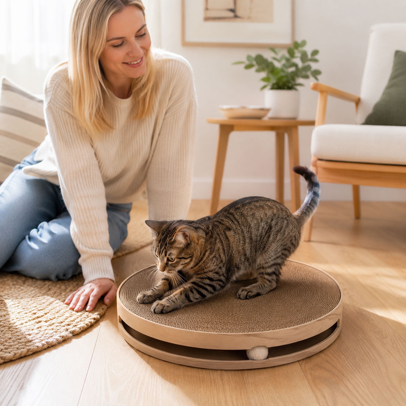 Round Cat Scratcher Replacement Corrugated Cardboard Cat Scratch Pad Refill Circular Cat Scratcher Core Insert For Bowl Style Cat Scratcher Base