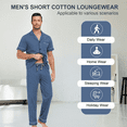 thumbnail image 3 of EA'S SECRET Men's 100% Cotton Pajama Sets Button Down Loungewear with Long Pants Summer Breathable Pjs with Pockets(Blue,L), 3 of 9