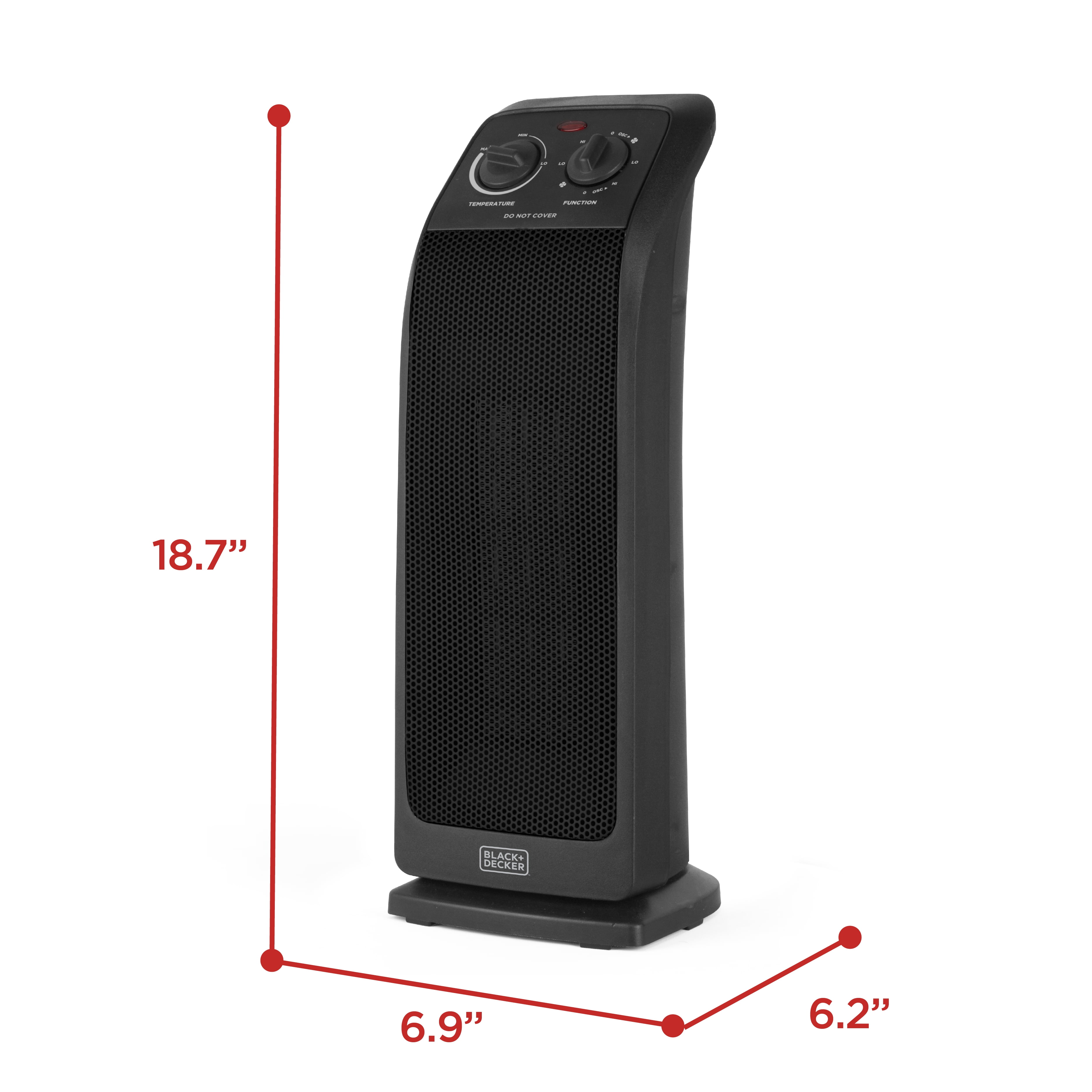 BLACK+DECKER Electric 1500W Oscillating Ceramic Tower Space Heater, Black -  Walmart.com