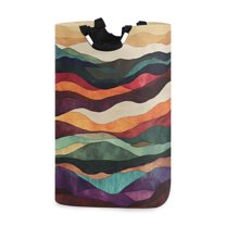 Yayeee Freestanding Laundry Hamper with Handle Collapsible Large Storage Basket for Clothes, Artistic Desert Pattern