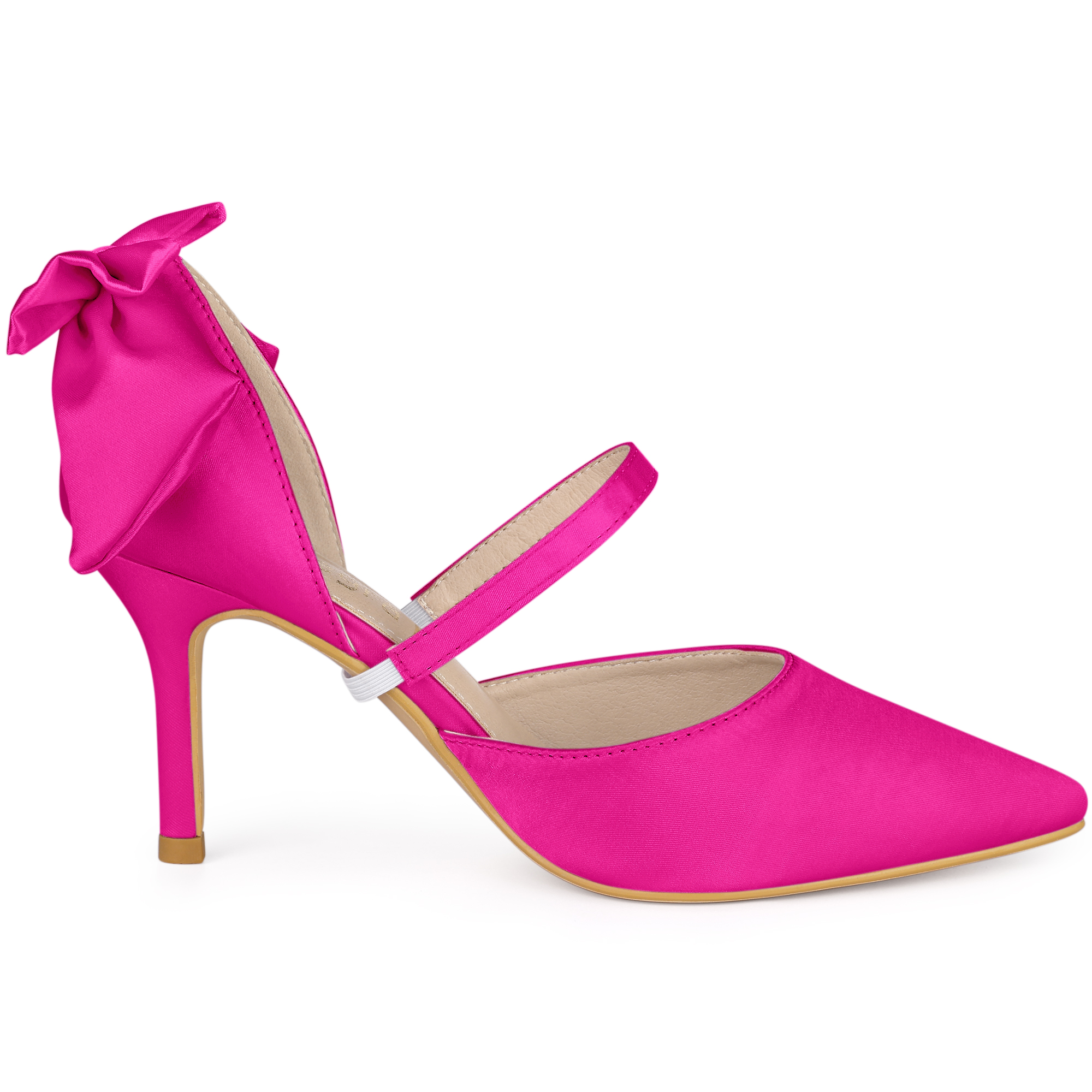 DARING DIVA Women's Pointed Toe Bow Satin Stiletto Heels Pumps Hot Pink 9