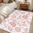 thumbnail image 4 of 3'x5' Area Rugs, Coral Red Farmhouse Indoor Outdoor Area Rug for Living Room Bedroom, Floral Floral Plant Leaf Vintage Spring Washable Bathroom Rugs Kitchen Floor Carpet Mats Home Decor Aesthetic, 4 of 8