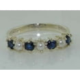 thumbnail image 6 of LBG 18k White Gold Cultured Pearl & Sapphire Womans Eternity Band Ring - Size 10, 6 of 6