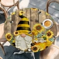 thumbnail image 2 of Yellow Sunflower Round Tablecloth, Fitted Table Cover with Elastic for 36"-44" Round Tables, Farmhouse Wood Grain Bees Gnomes Table Cloth Outdoor Indoor Dinning Party Waterproof Tablecloths, 2 of 7