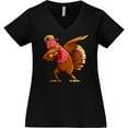 thumbnail image 3 of Inktastic Dabbing Turkey Thanksgiving Women's Plus Size V-Neck T-Shirt, 3 of 5