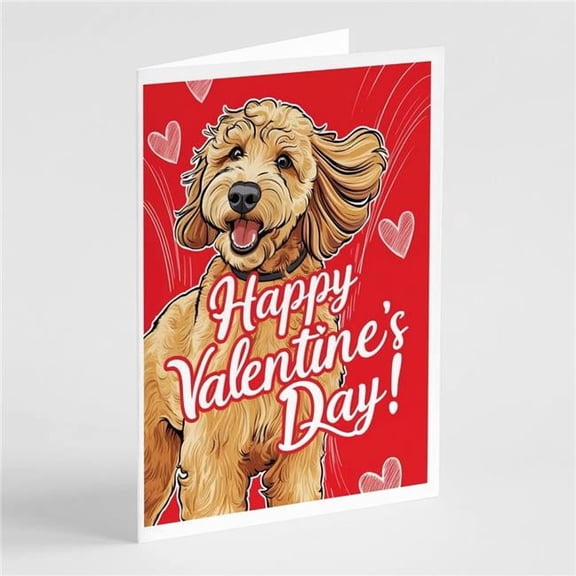 Carolines Treasures DAC7903GCA7P 5 x 7 in. Goldendoodle Happy Valentines Day Greeting Cards - Pack of 8