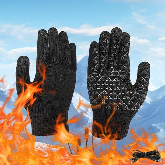TIMIFIS Heated Gloves for Men Women, Usb Electric Heating Gloves for Cold Weather Waterproof Touchingscreen Gloves for Motorcycle, Hunting, Cycling (Excluded Power Bank)