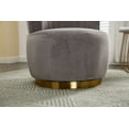 thumbnail image 3 of 360-Degree Swivel Accent Armchair with Wide Upholstered Seat and Metal Base, Round Barrel Chairs in Fluffy Velvet Fabric for Living Room, Bedroom, Gray, 3 of 7