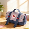 thumbnail image 2 of Apple Pencil Case Denim Material Large Capacity Hand Held Stationery Bag with Apple Pattern for Kids, 2 of 6